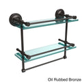 16 in. Gallery Double Glass Shelf with Towel Bar Oil Rubbed Bronze N3066