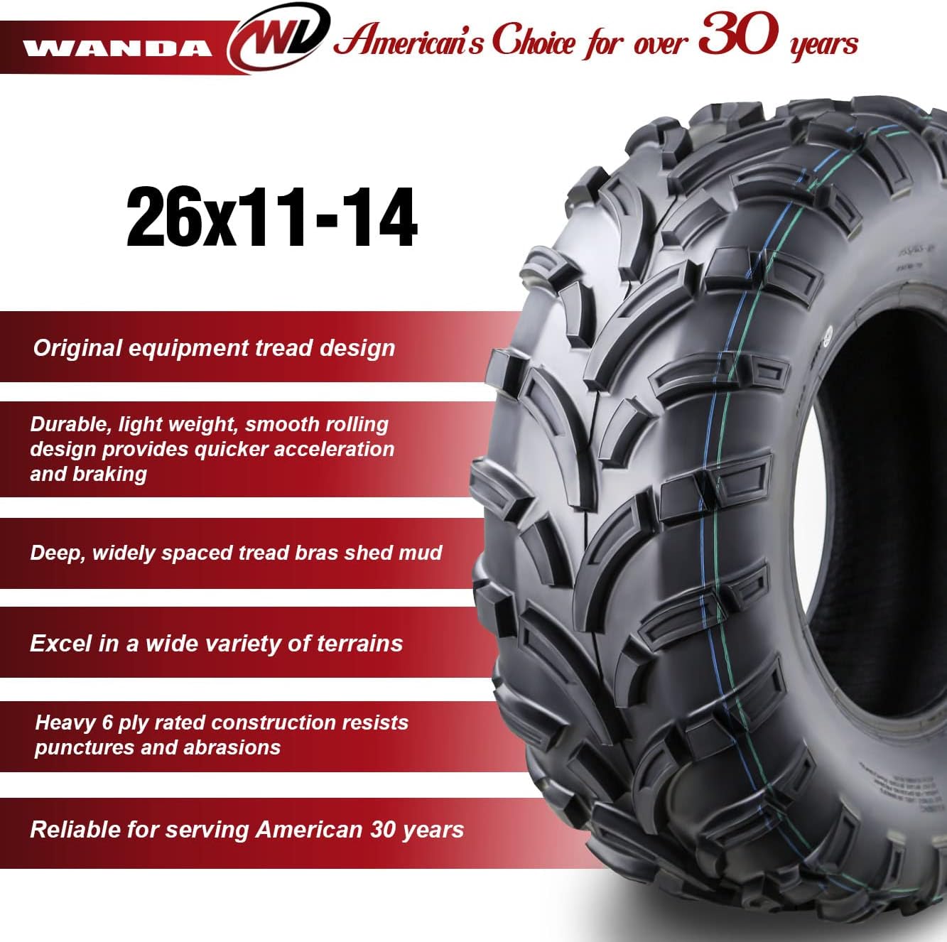 26x11-14 6PR ATV UTV Tires W881