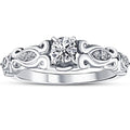 Vintage Diamond Engagement Ring 14K White Gold V779536
