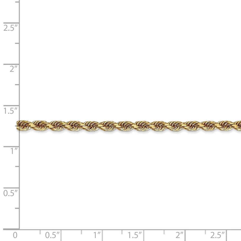 14kt Yellow Gold Diamond Cut Rope Chain 24 inch Lobster Clasp O425