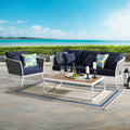 White Navy 3 Piece Aluminum Outdoor Sectional Sofa Set J91308