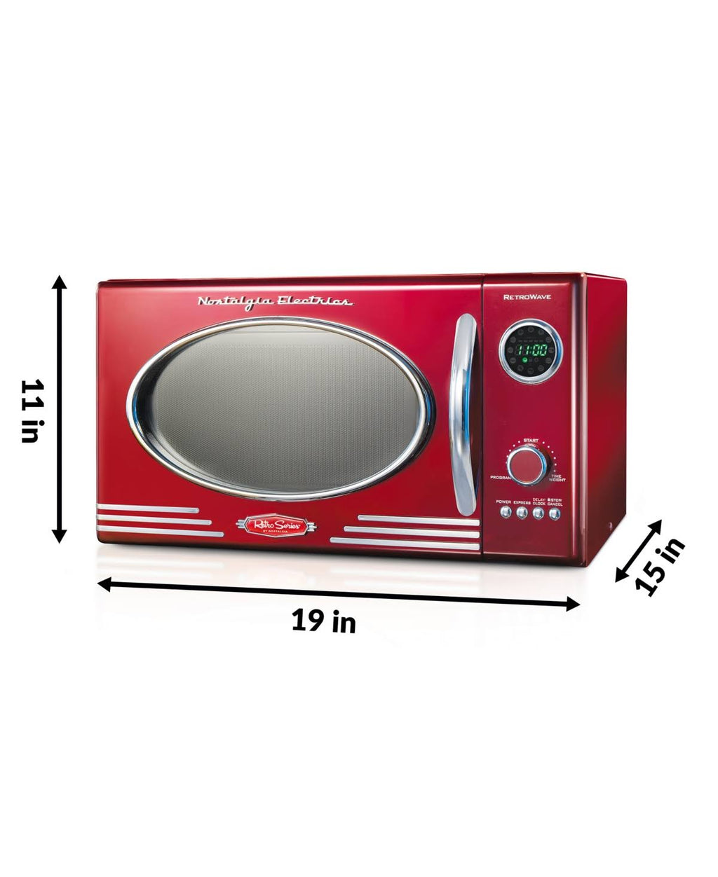 Retro 0.9 Cu ft Countertop Microwave Oven Metallic Red T971197