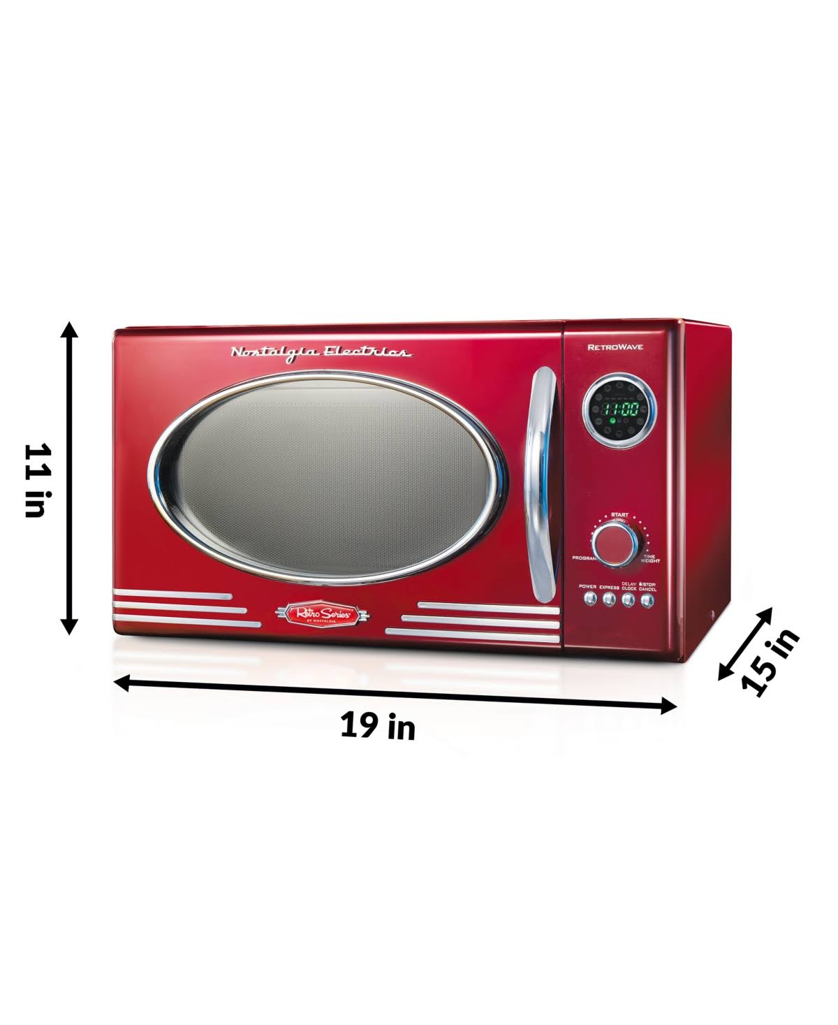 Retro 0.9 Cu ft Countertop Microwave Oven Metallic Red T971197