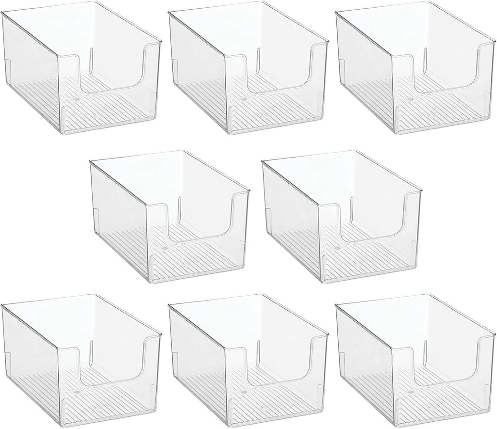 Clear Stackable Plastic Open Front Storage Organizer Bin Basket, 8 Pack H904979