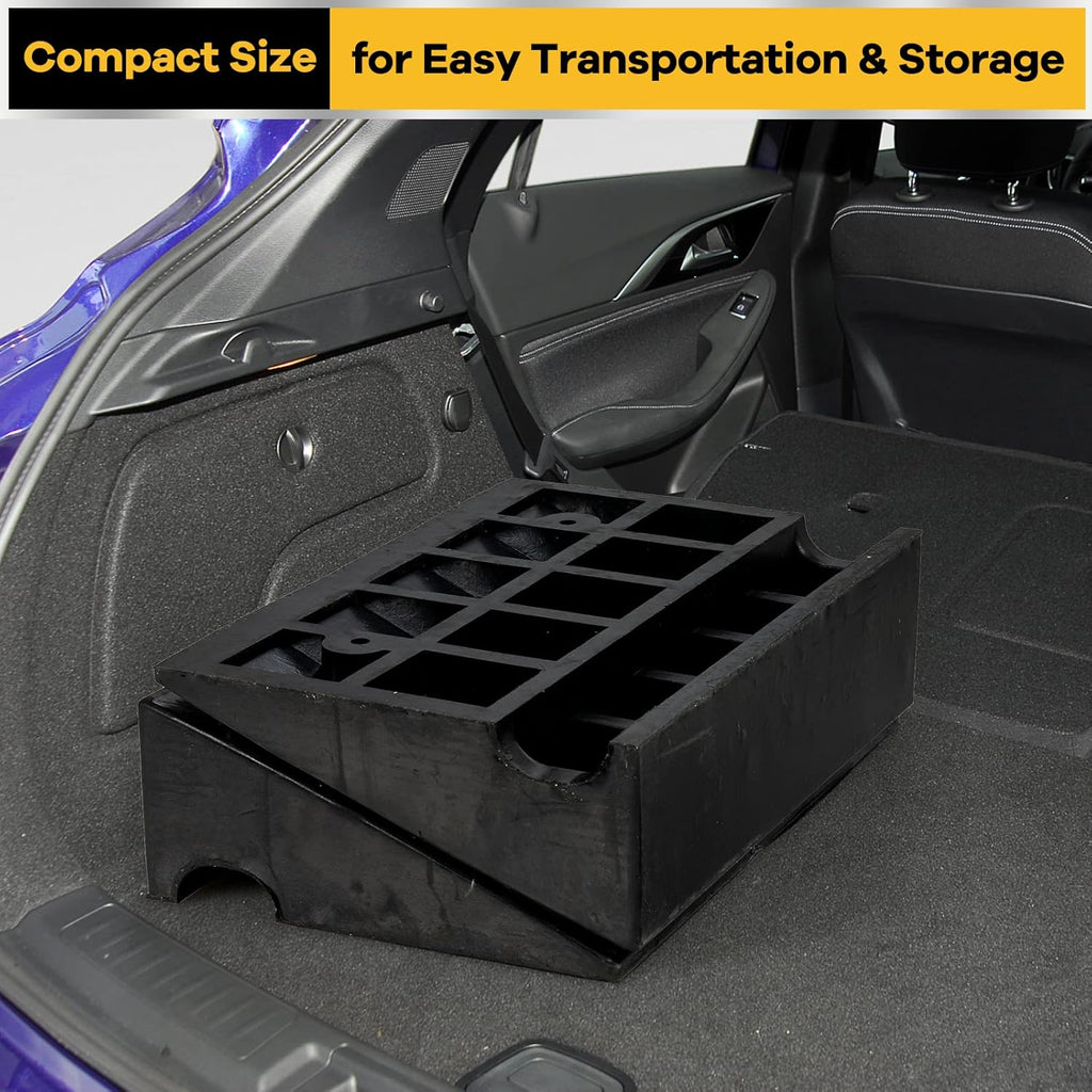 6” Rubber Curb Ramps 2PCS, Heavy Duty 22° Driveway Ramps with 4 Expansion Bolts & Predrilled Holes, Anti-Slip Surface, 6,800 lbs Load Capacity Q845018