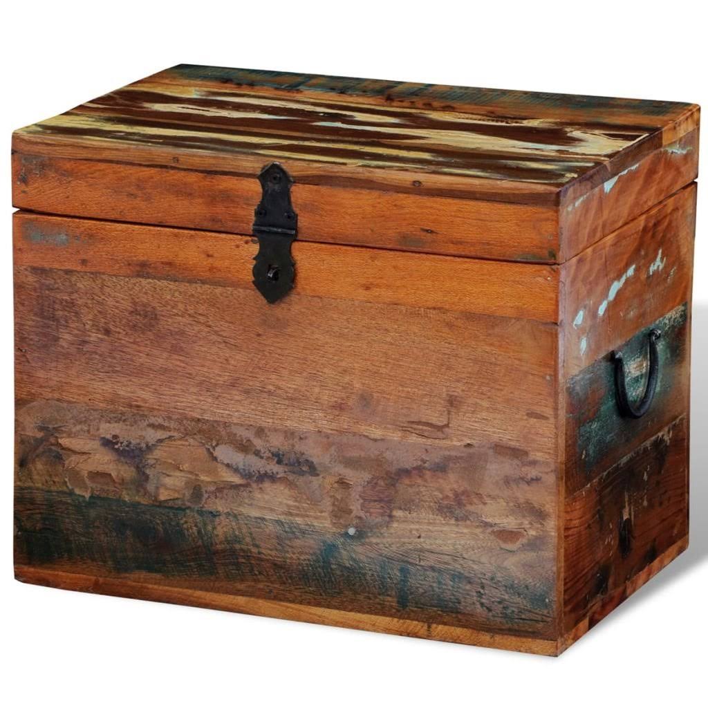 Reclaimed Solid Wood Storage Box with Handles V483