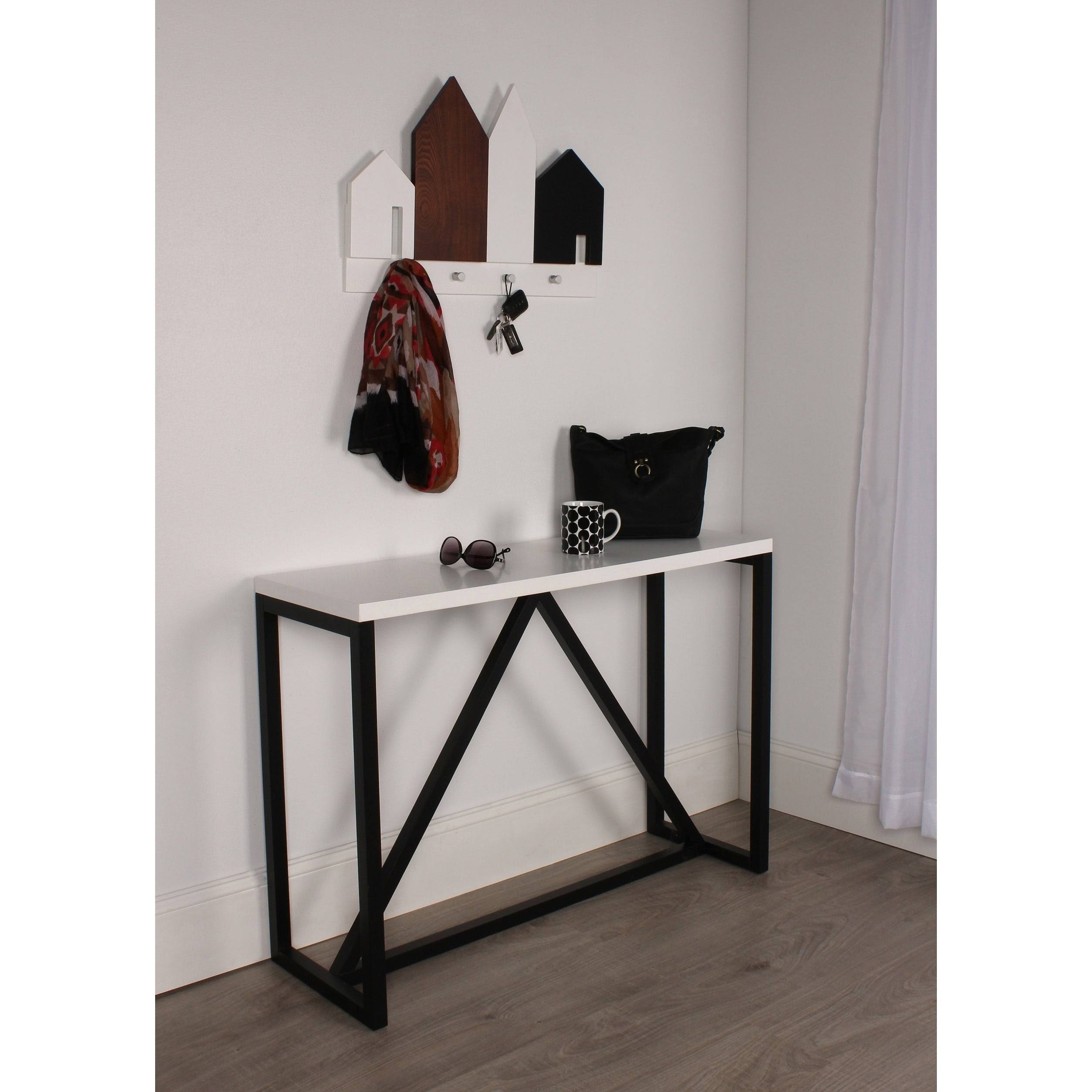 Kinji Wood Console Table Satin Black White A583