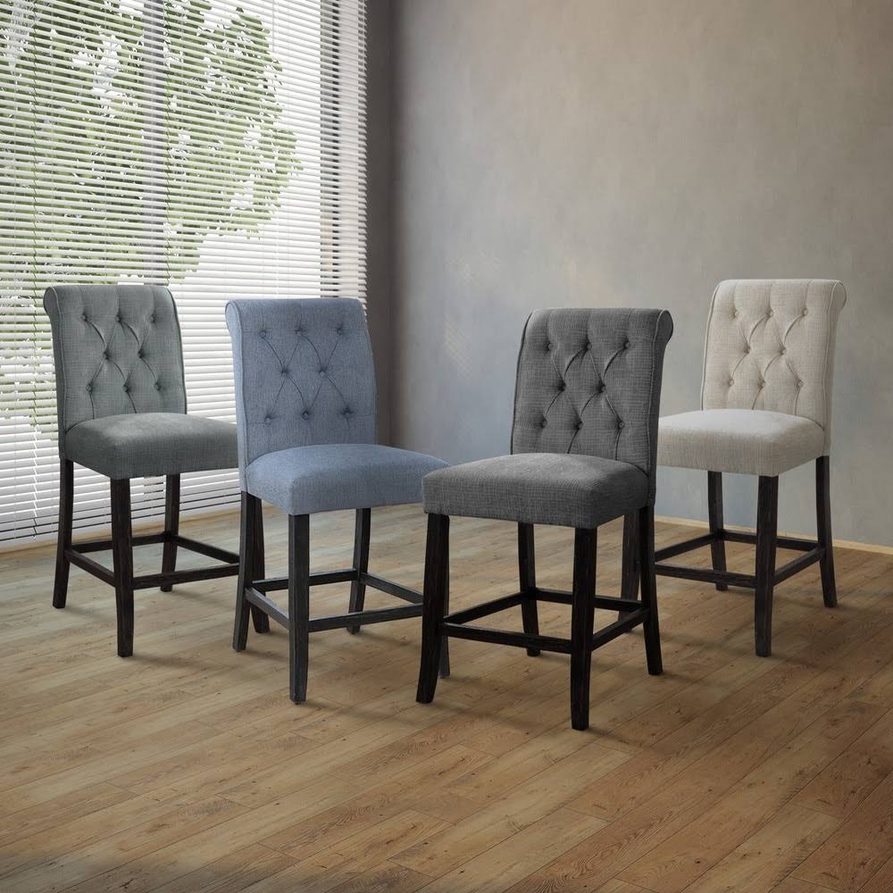 Taupe Chenille Counter Height Chair Set of 2 T4766