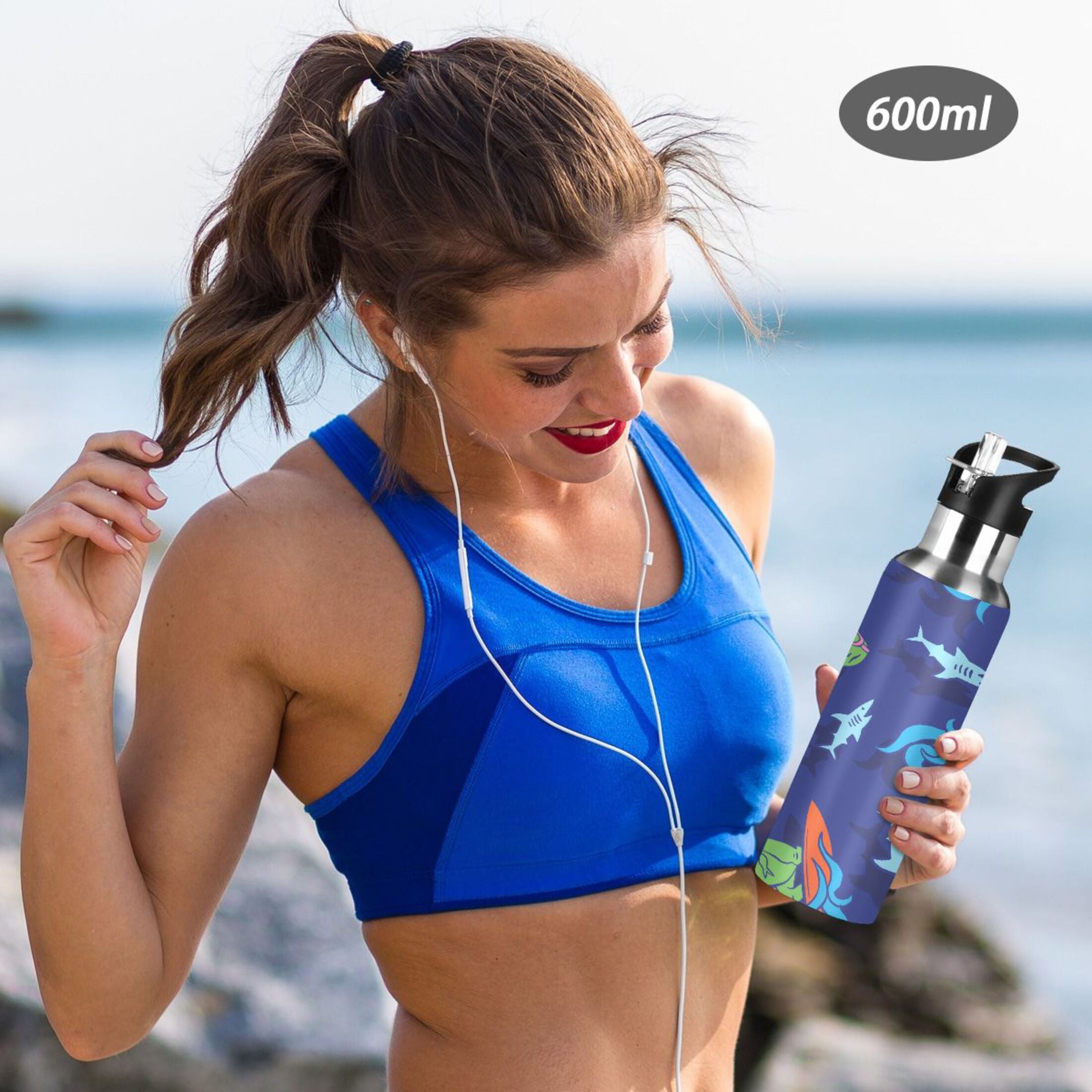 Stainless Steel Insulated Thermos Vacuum Flask Water Bottle with Straw Lid C9119