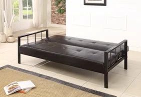 Black Faux Leather Klik Klak Sofa Futon K341