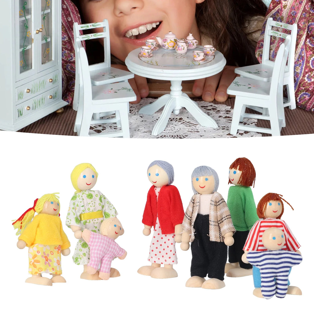 8pcs Wooden Dollhouse People Figures Y482