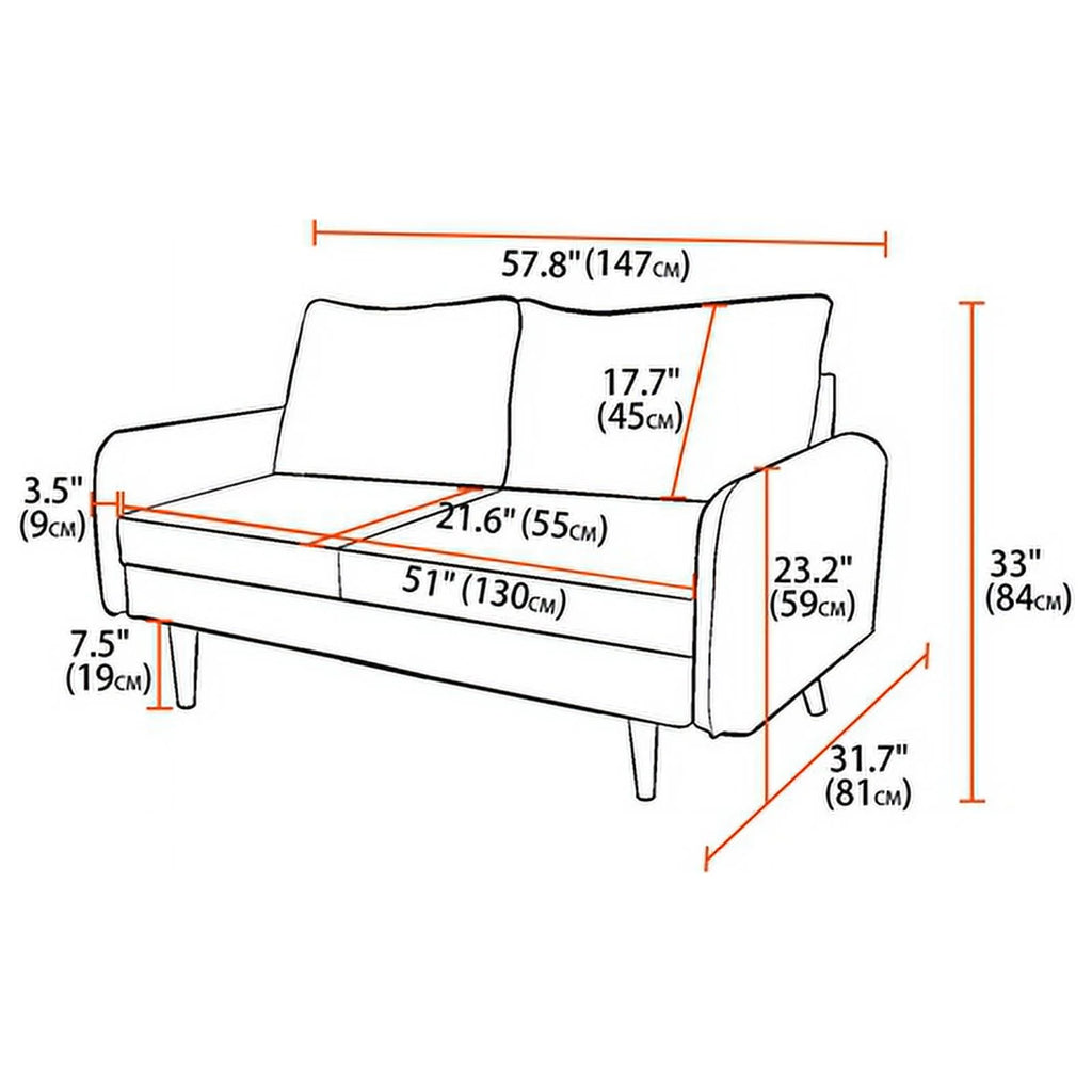 Black Fabric Standard Loveseat Z629