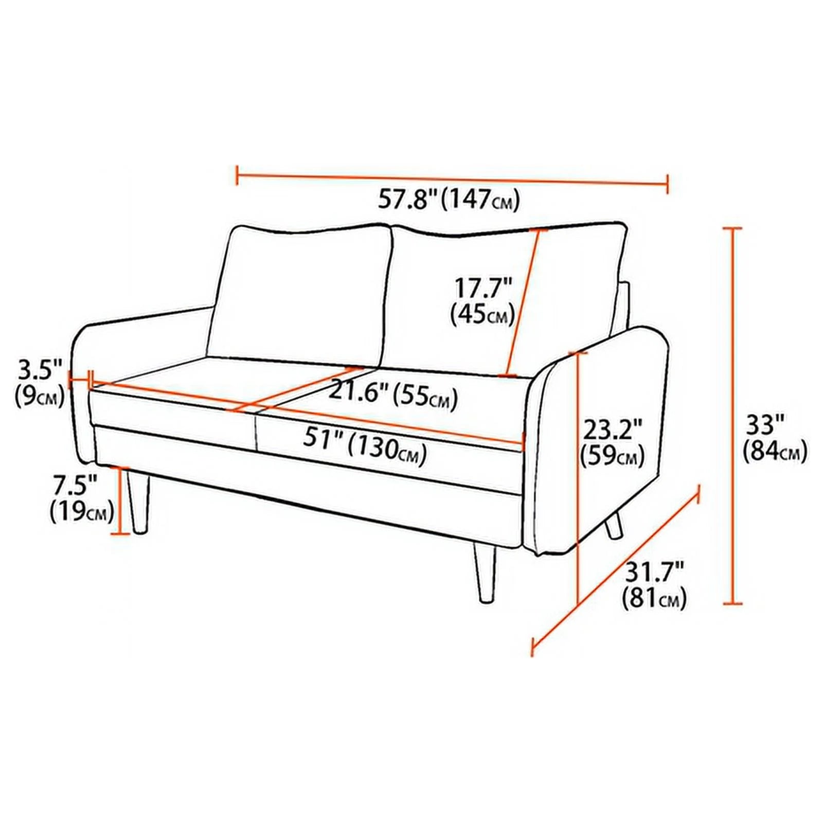Black Fabric Standard Loveseat Z629