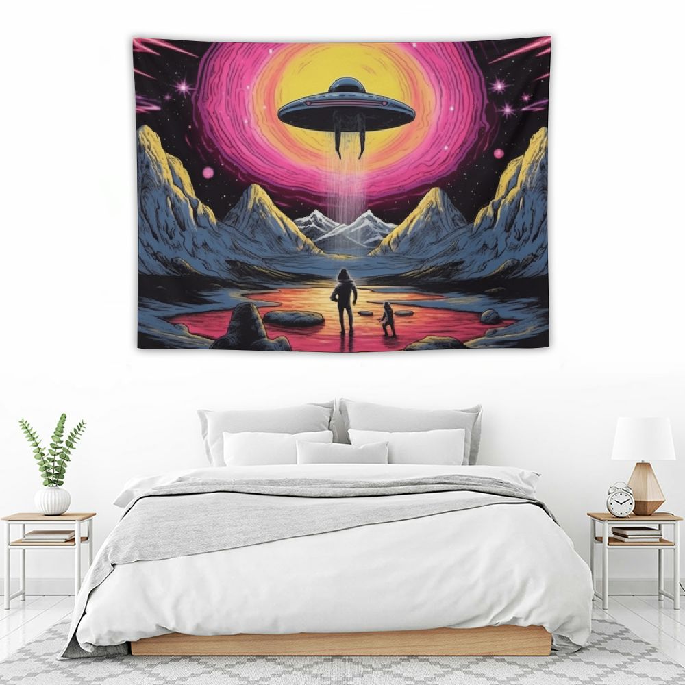 UFO Astronaut Galaxy Space Wall Art Tapestry U674