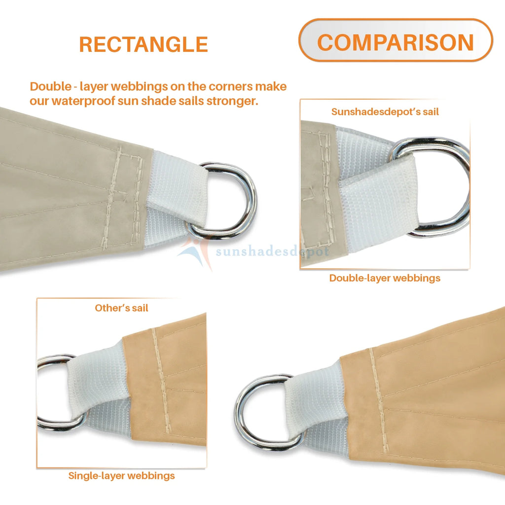 16 FT x 23 FT Rectangle Waterproof Knitted Shade Sail Curved Edge Light Grey 180 GSM UV Block Shade Fabric Canopy Replacement M14409