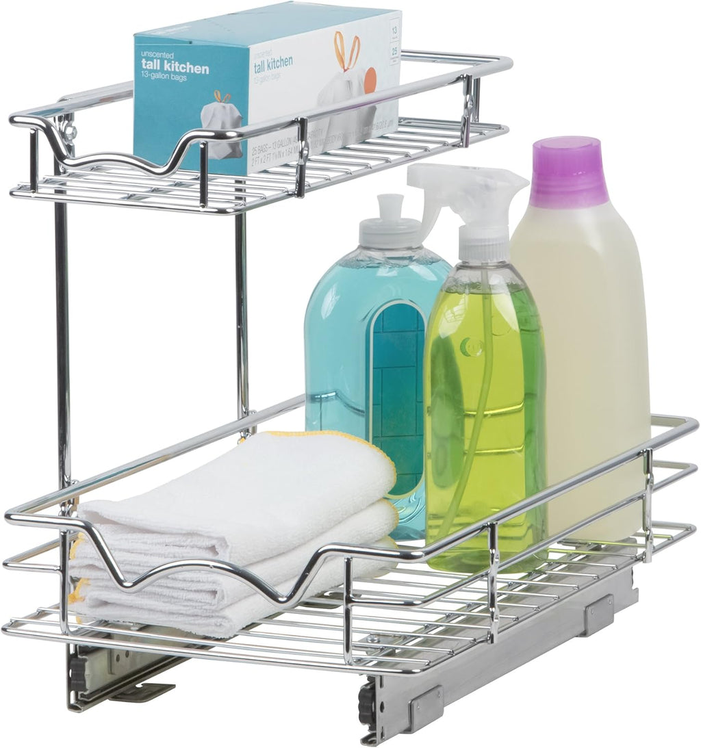 Under Sink Pull-Out Sliding Shelf Organizer, Chrome W2600