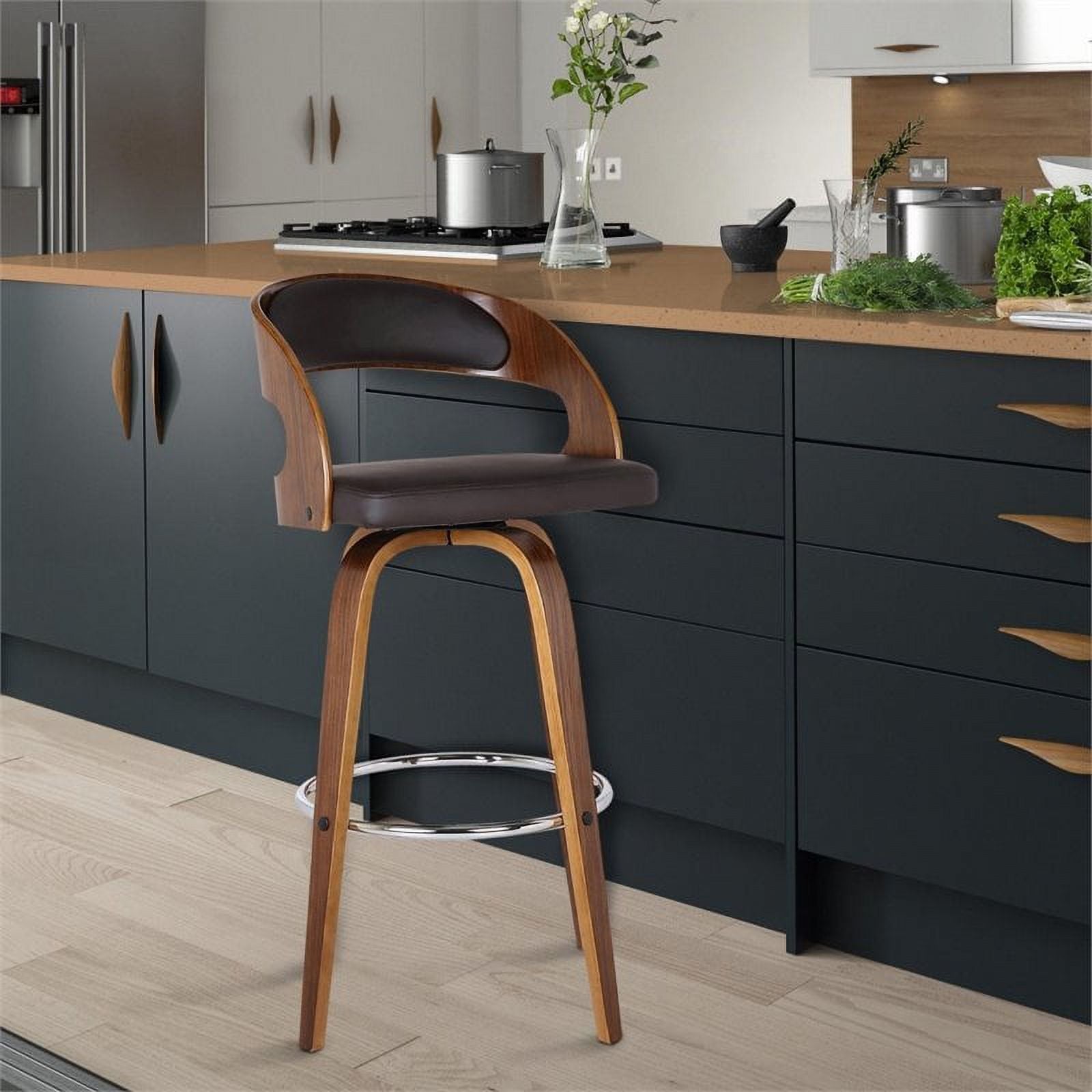 26" Wood/Faux Leather Counter Stool in Brown G146988