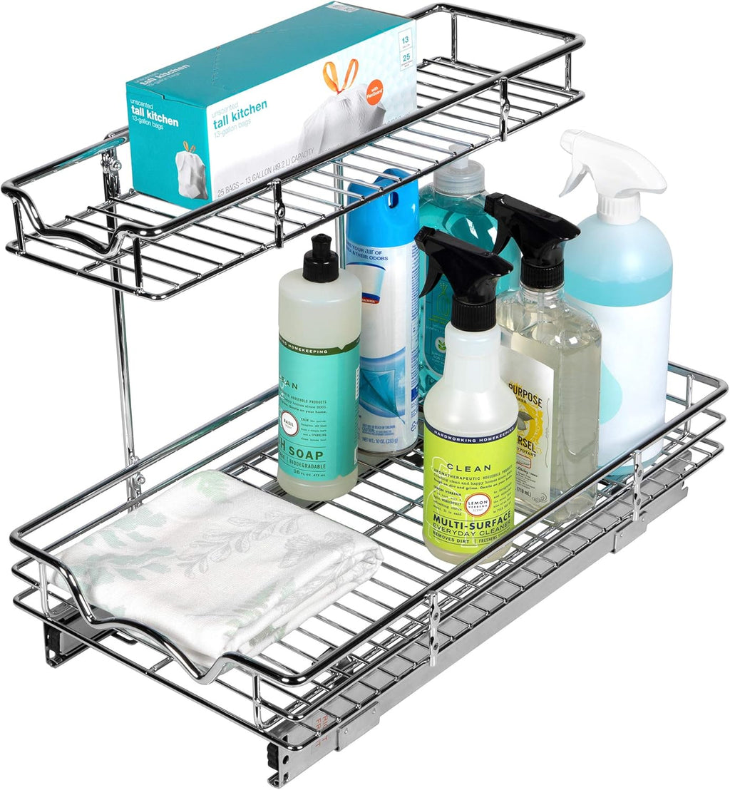 Under Sink Pull-Out Sliding Shelf Organizer, Chrome W2600