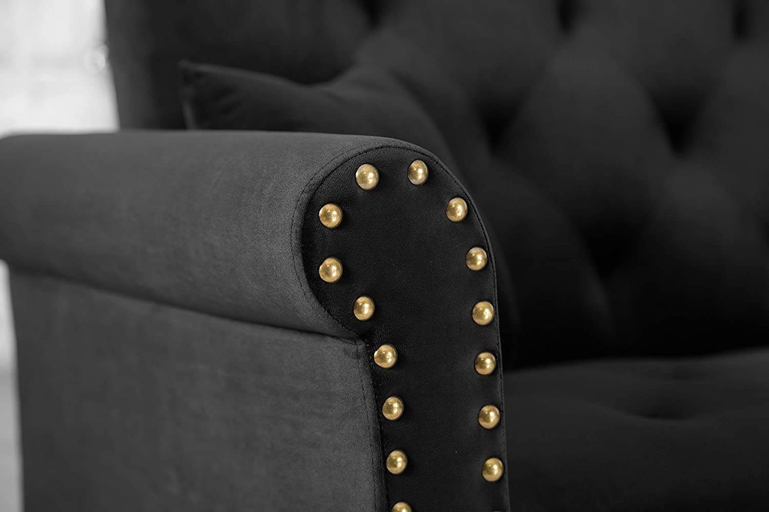 Convertible Sectional Sofa L Shape Couch Sleeper Bed Black Velvet with Wood Legs F4326