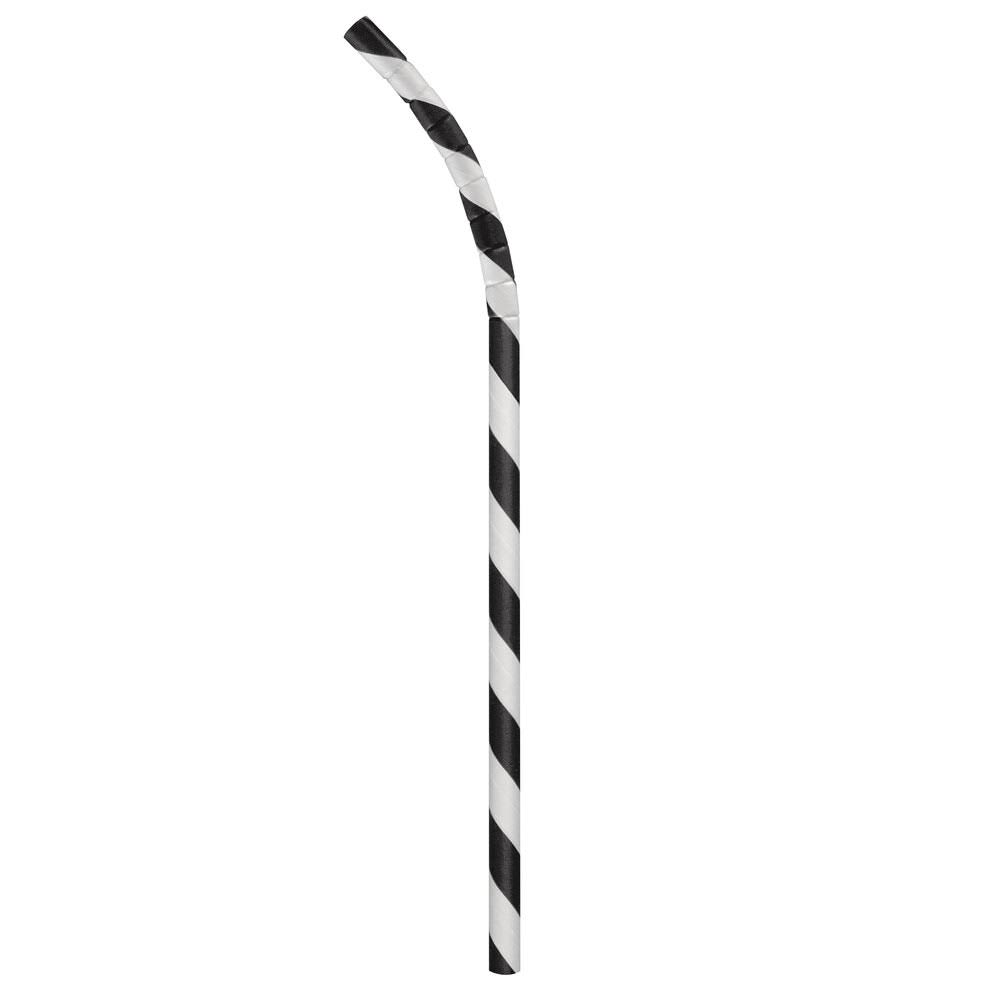 Black White Striped Paper Straw - 4800/Case W49897