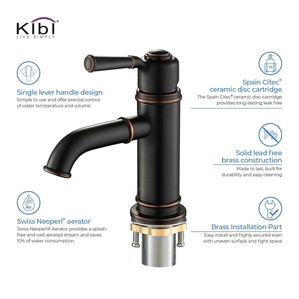 Oil Rubbed Bronze Single Hole Bathroom Faucet U83384