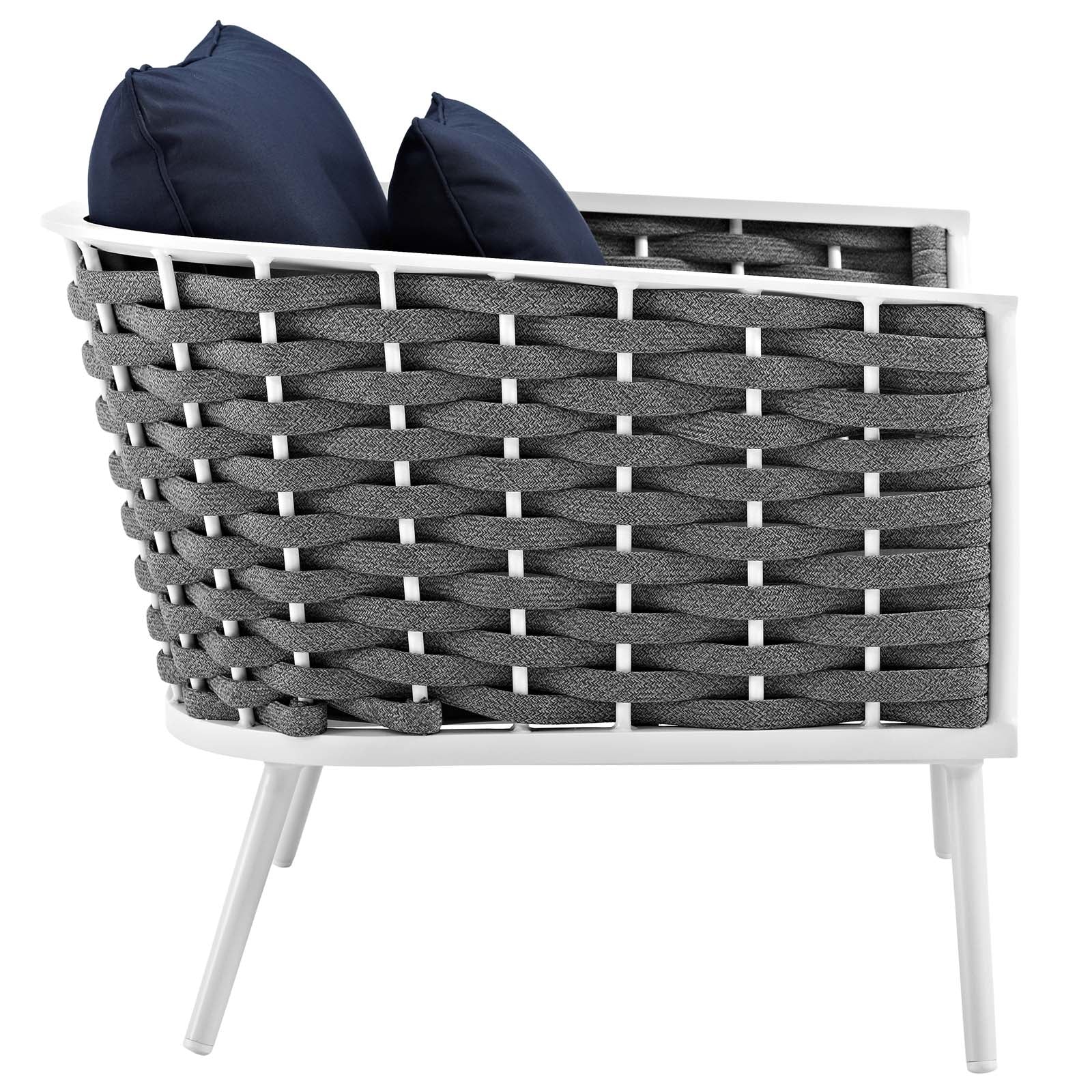 White Navy 3 Piece Aluminum Outdoor Sectional Sofa Set J91308