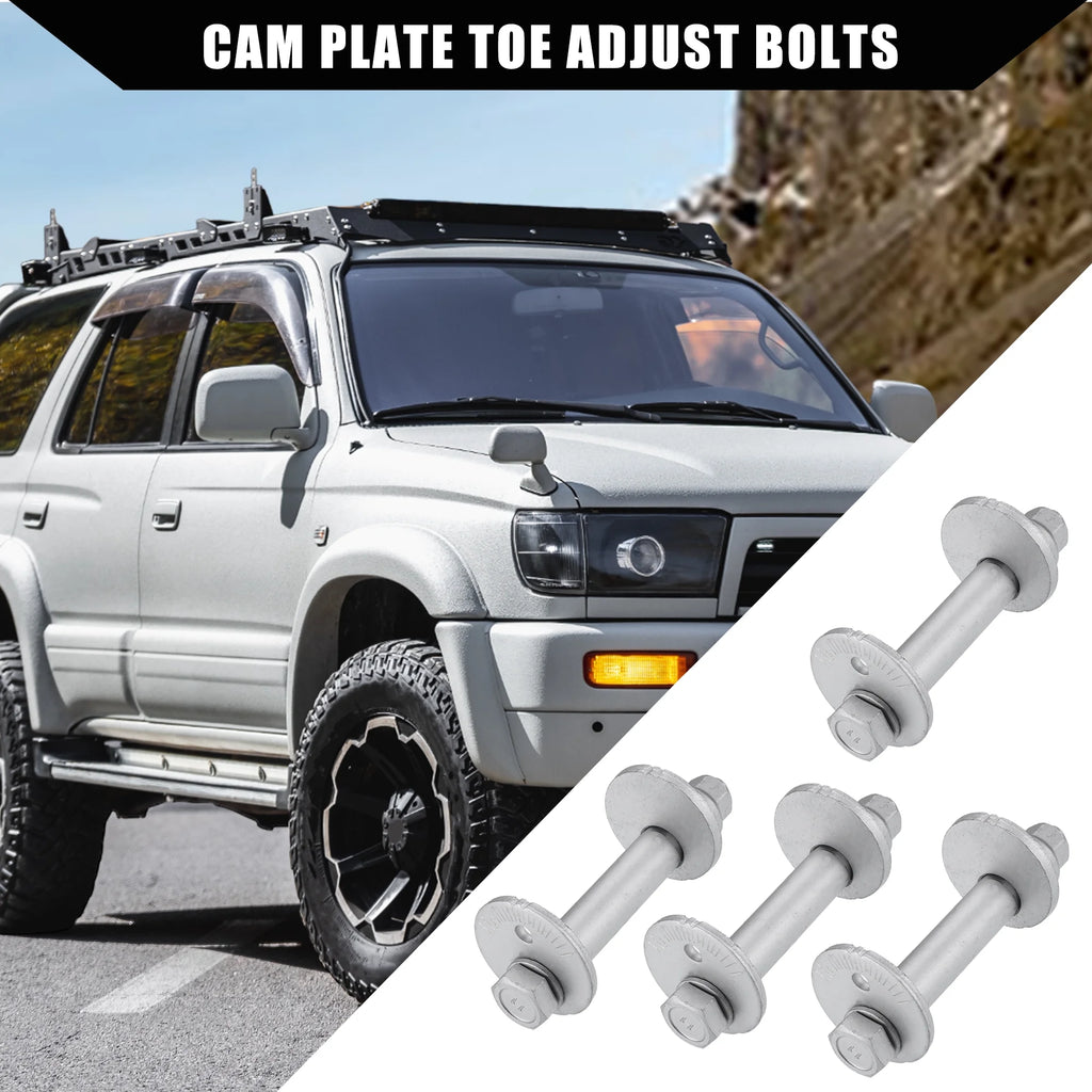 Cam Plate Toe Adjust Bolts for Toyota 4Runner 1995-2004 Metal 4 Sets Silver Tone L803790