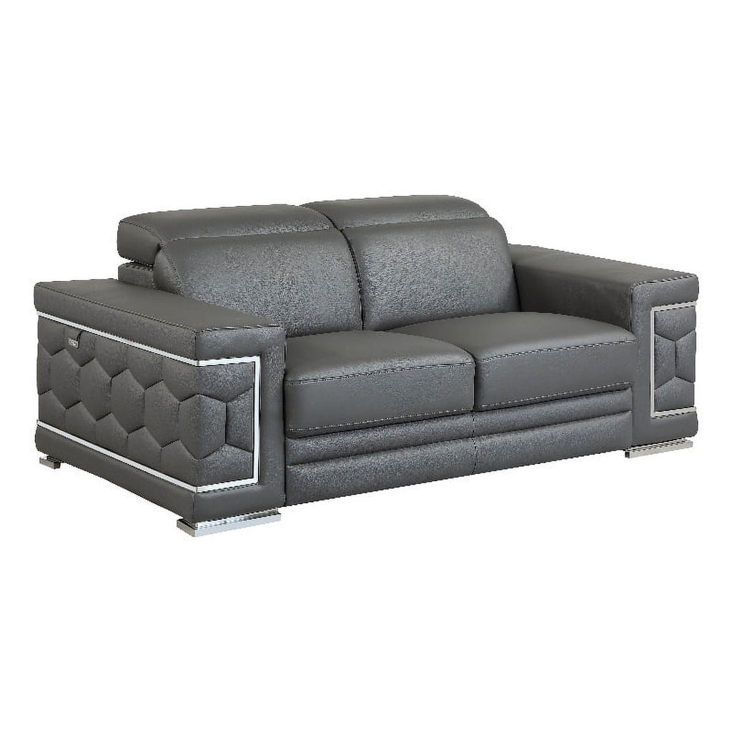 Genuine Italian Leather Loveseat in Gray M21388