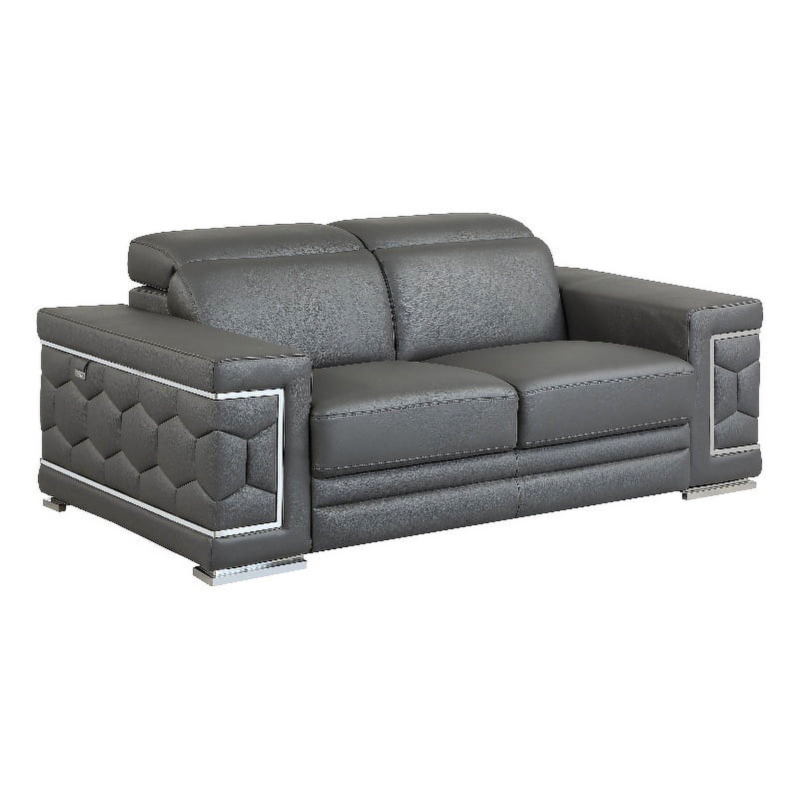 Genuine Italian Leather Loveseat in Gray M21388