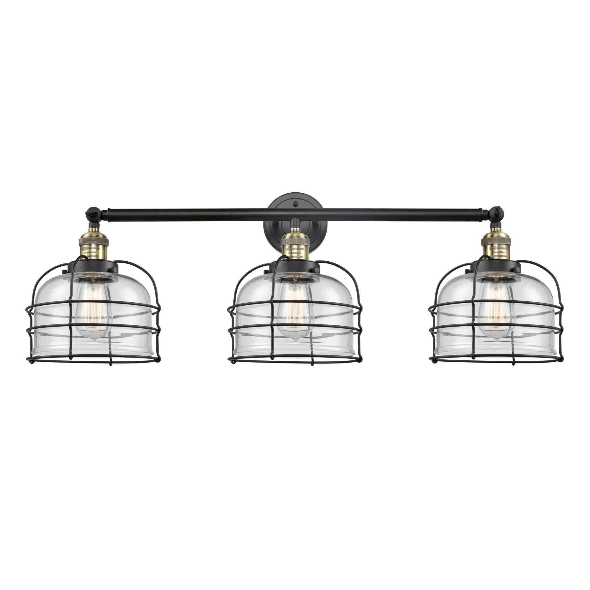 Large Bell Cage 3 Light Bath Vanity Light (Antique Brass) V9403