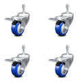 Blue Poly Swvl Caster Set of 4 with 3.5x22 Wheel and 10MM Stem Z426
