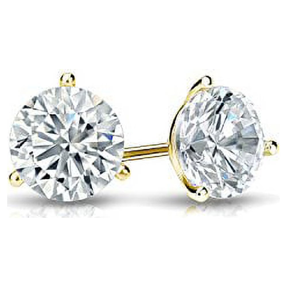 14k Yellow Gold Lab Grown Diamond Stud Earrings (1/4 cttw, E-F, VS1-VS2) Screw-backs R333