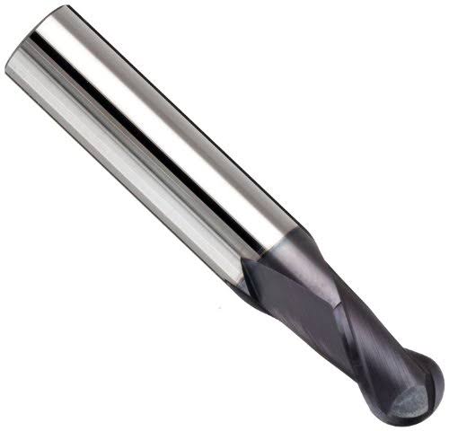 5/8x22 Diameter Single End Ball End Stub Length 2 Flute AlTiN Coated Carbide End Mill J395481