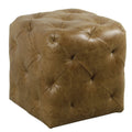 Distressed Brown Faux Leather Ottoman O4085