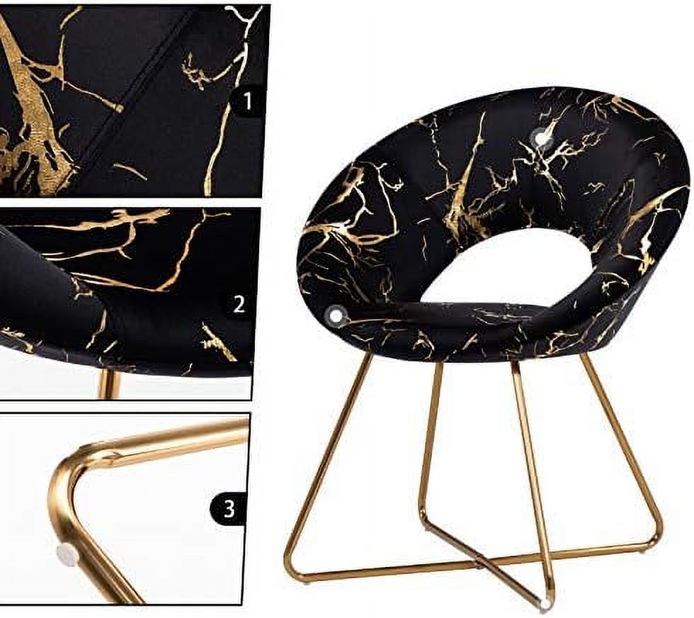 Khaki Velvet Upholstered Arm Chair with Golden Metal Frame Legs G484247