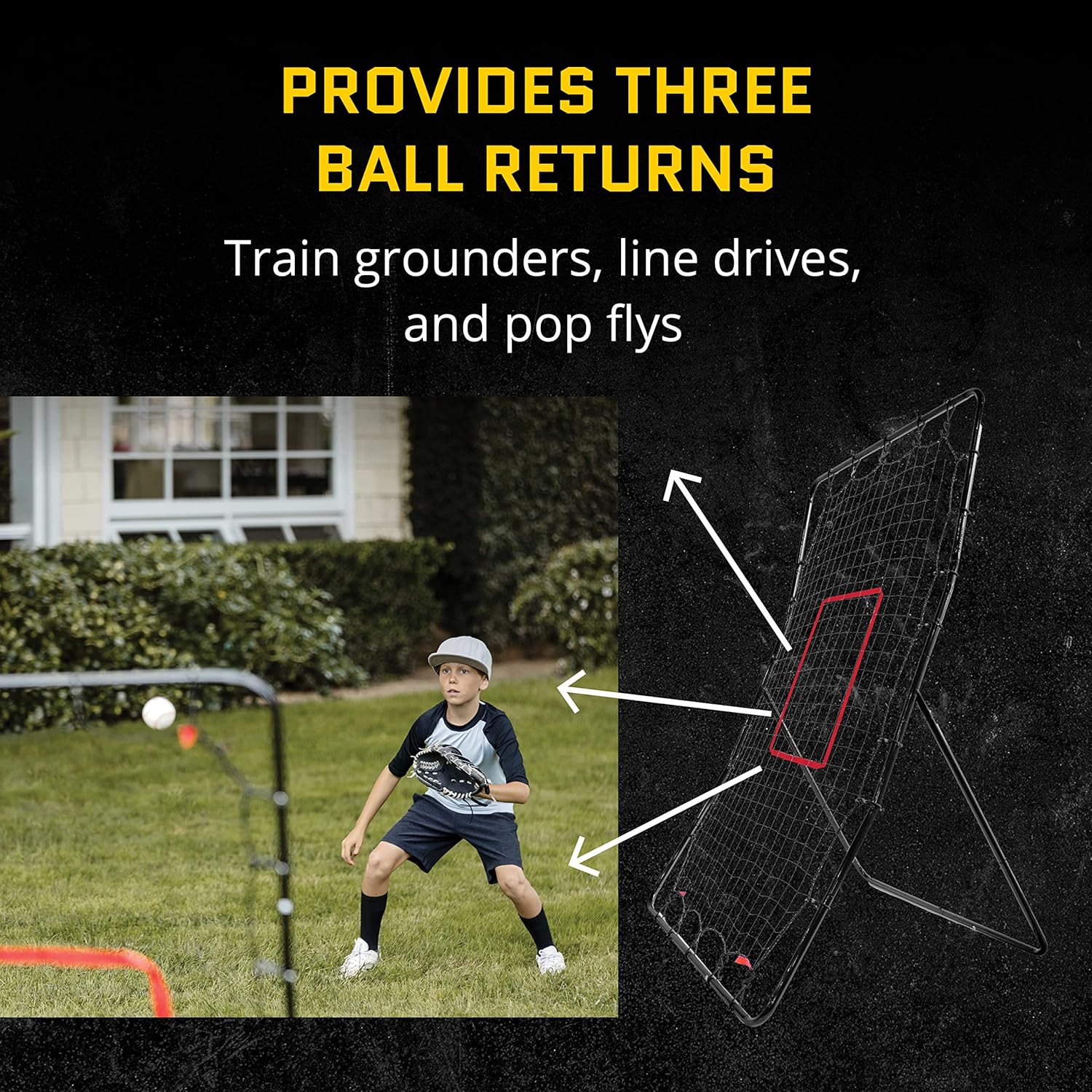 Black/Red Baseball and Softball Pitching Net and Rebounder, 2' 9" x 4' 8" O11051