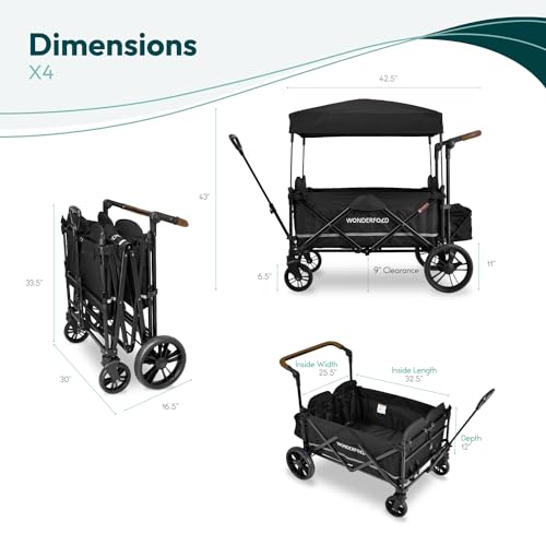 Navy 4 Seater Collapsible Wagon Stroller with 5-Point Harnesses J11133
