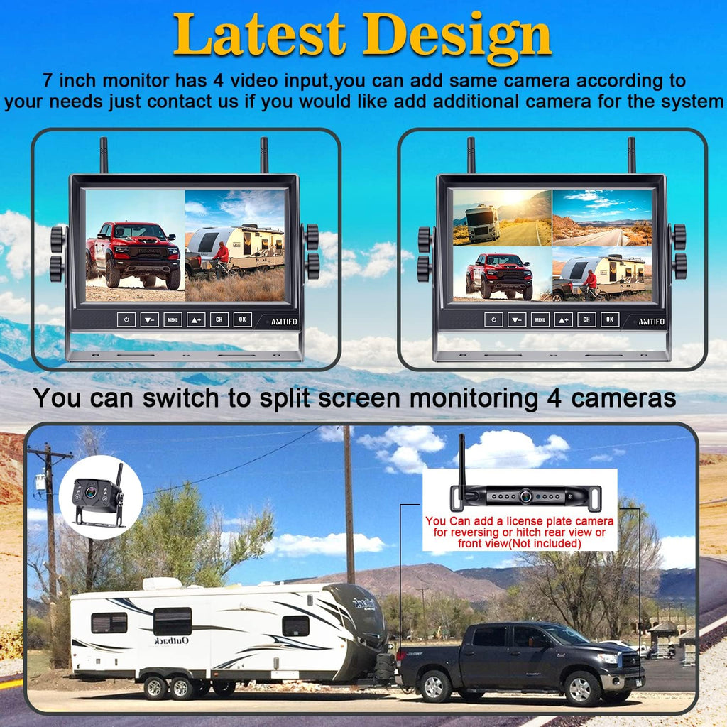 7'' HD 1080P Wireless Backup Camera with DVR Monitor D896855