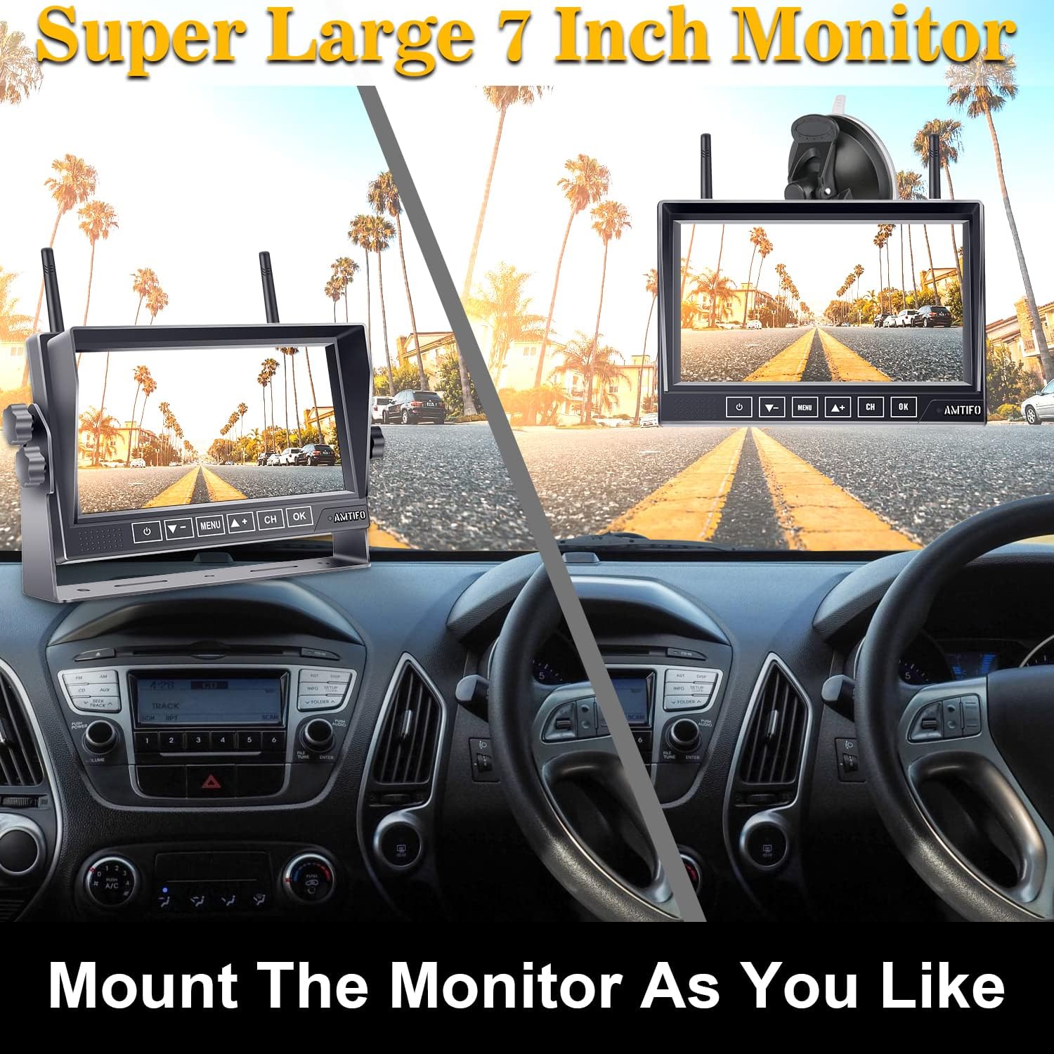 7'' HD 1080P Wireless Backup Camera with DVR Monitor D896855