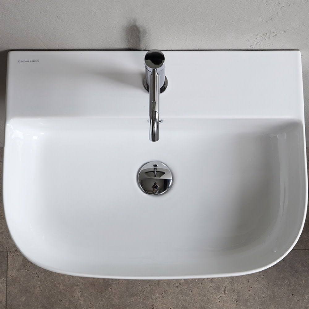 White Three Hole Bathroom Sink B7372