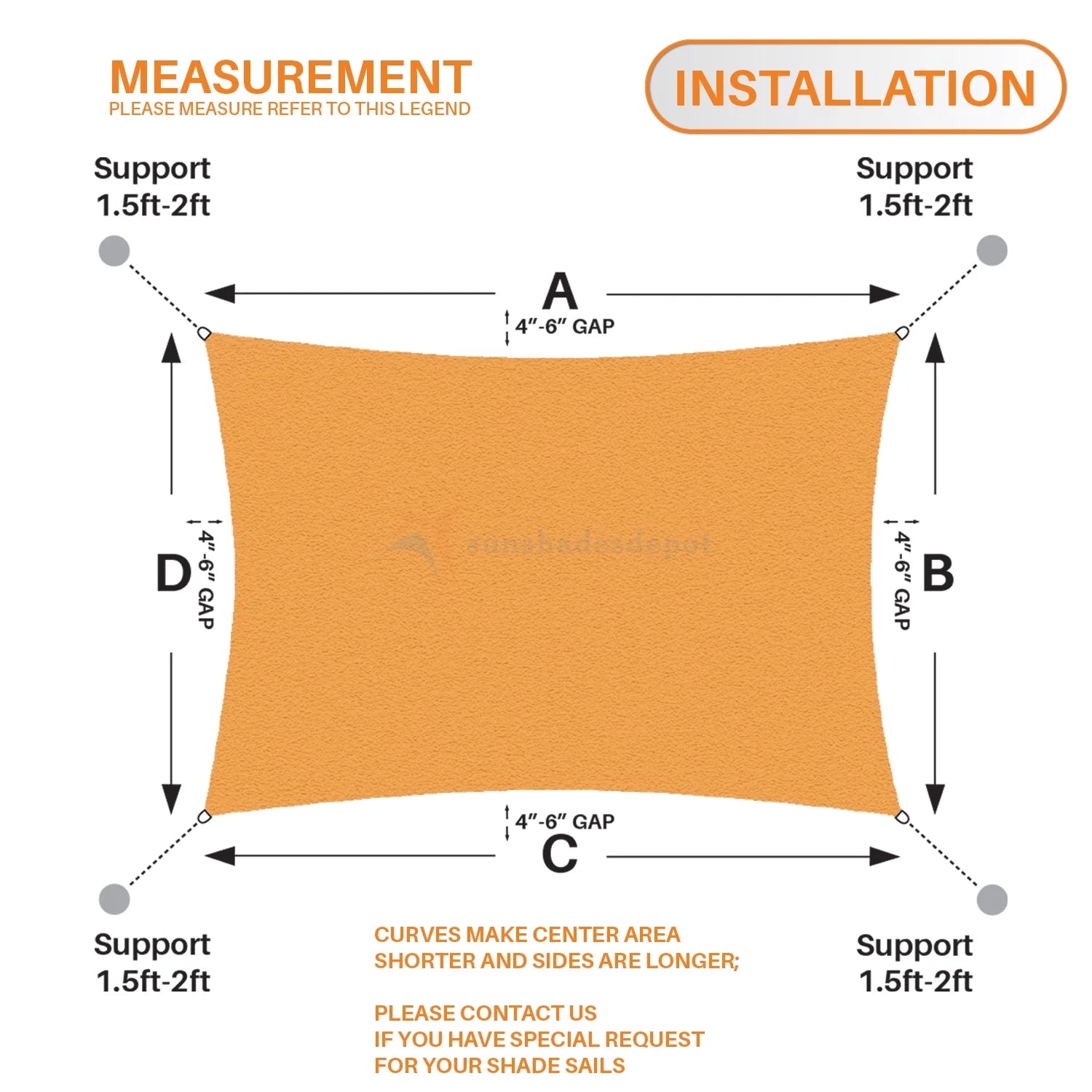 16 FT x 23 FT Rectangle Waterproof Knitted Shade Sail Curved Edge Light Grey 180 GSM UV Block Shade Fabric Canopy Replacement M14409