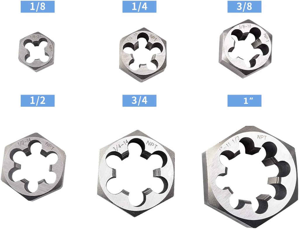 6 Pcs Carbon Steel Pipe Hex Die Set V399428