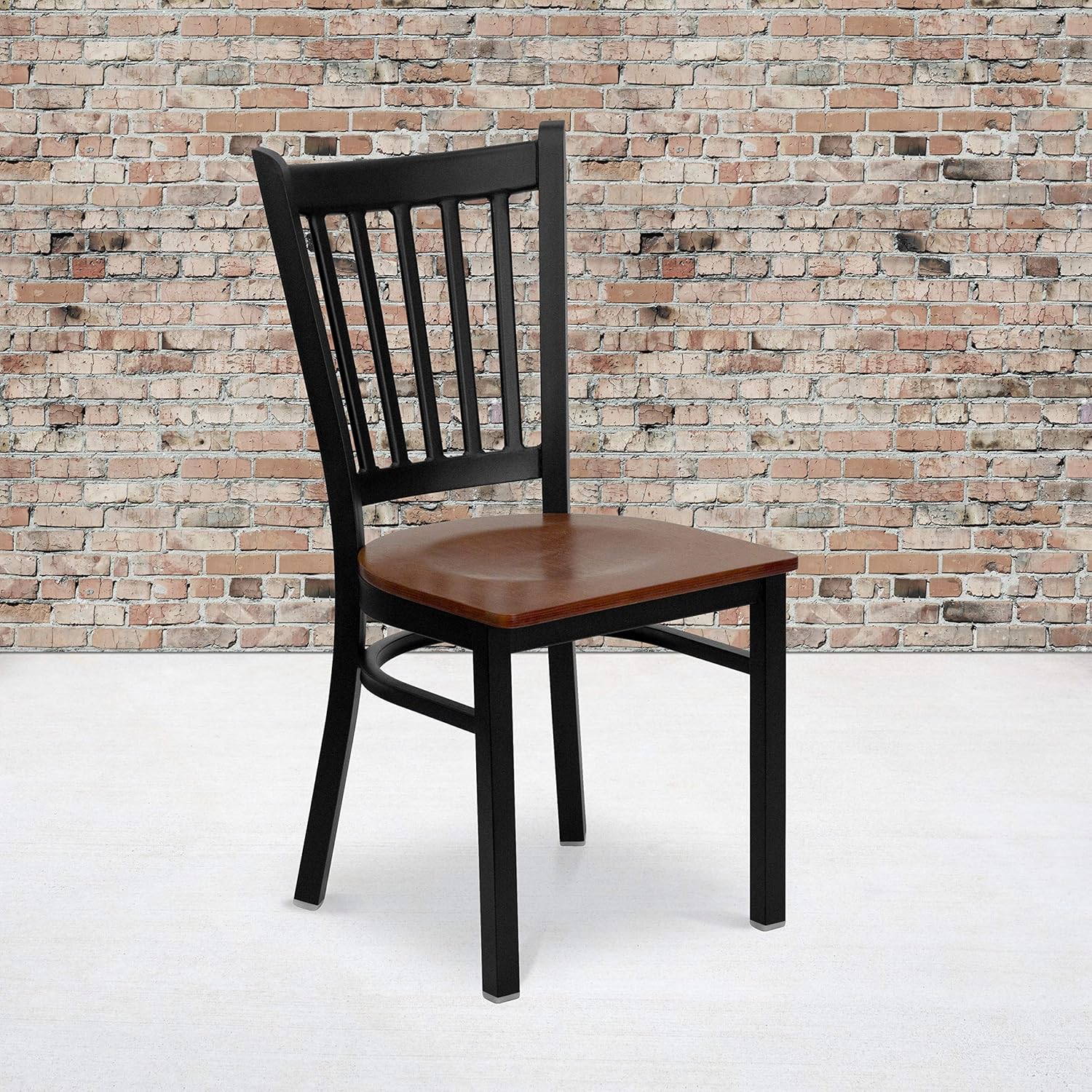 Black Walnut Wood Seat Metal Restaurant Chair G9561