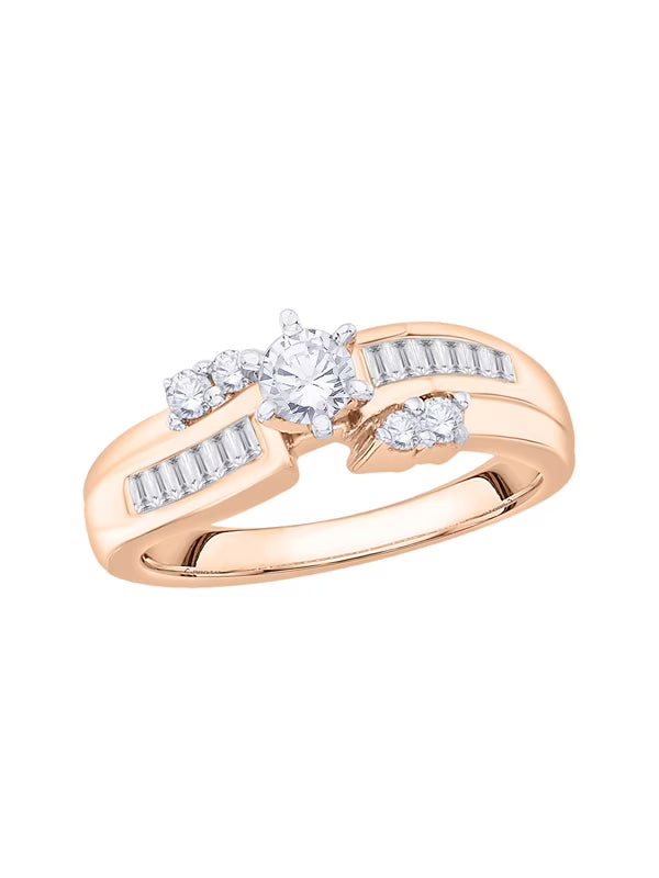 14K Rose Gold Diamond Engagement Ring Q950