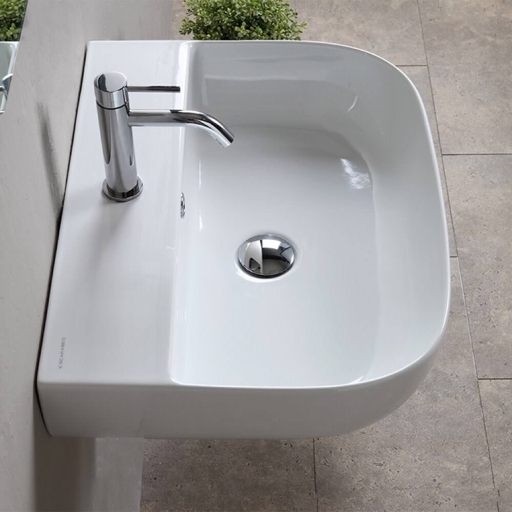 White Three Hole Bathroom Sink B7372