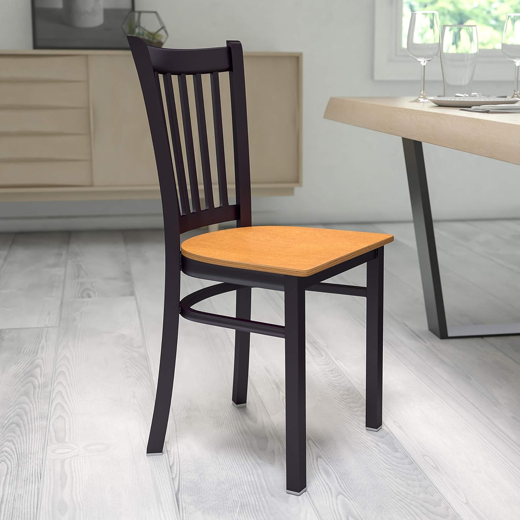 Black Walnut Wood Seat Metal Restaurant Chair G9561