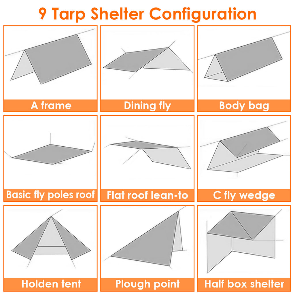 Waterproof Camping Tarp 10ft x 16ft / 10ft x 10ft Q7765