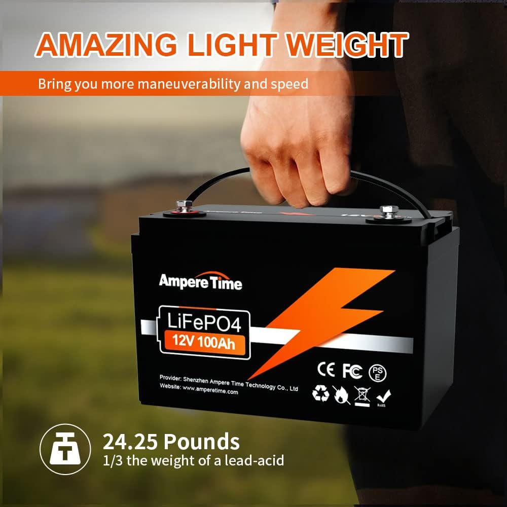 12V 100Ah LiFePO4 Battery with 14.6V 20A Charger, 100A BMS I750212