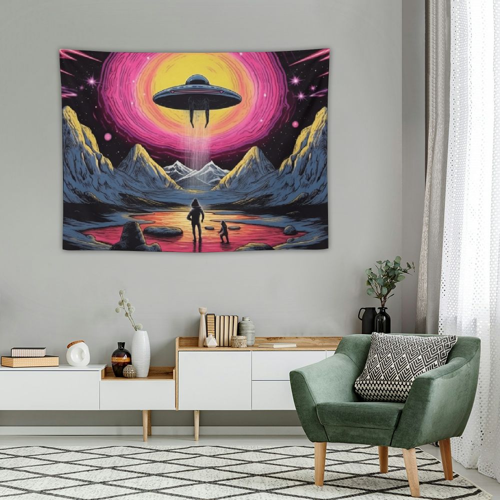 UFO Astronaut Galaxy Space Wall Art Tapestry U674
