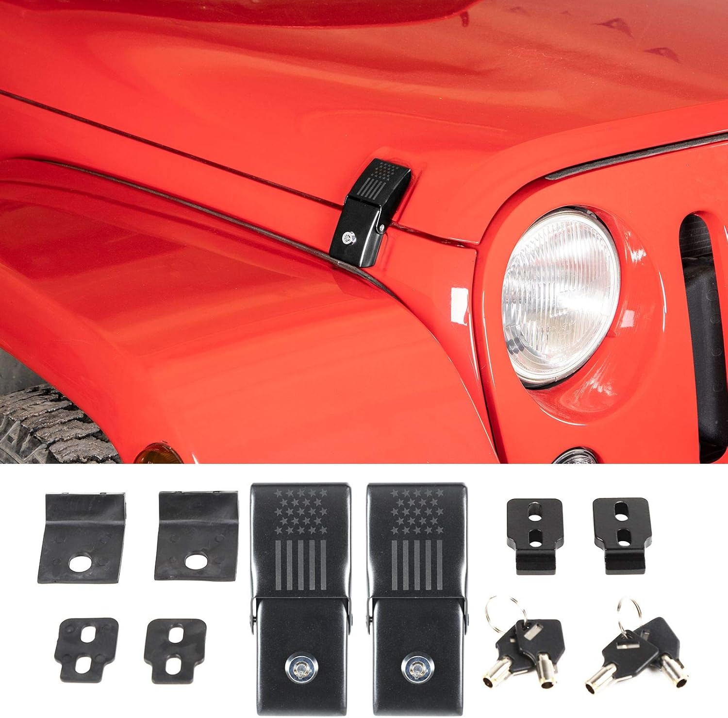 Hood Latches Locking Hood Catch Kit Aluminum Alloy V48474